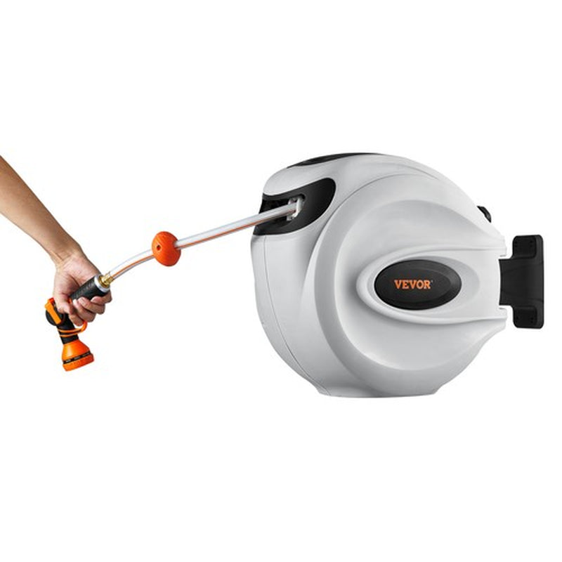 VEVOR Retractable Hose Reel Water Hose Reel 65'X5/8" 180° Swivel Wall-Mounted