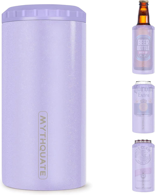 3 in 1 Slim Can Cooler for 12 OZ Skinny Can, Regular Can & Beer Bottle - Keep Cold for 6 Hours - Double Walled Insulated Stainless Steel Vacuum Beverage Can Insulator (Lavender Purple)
