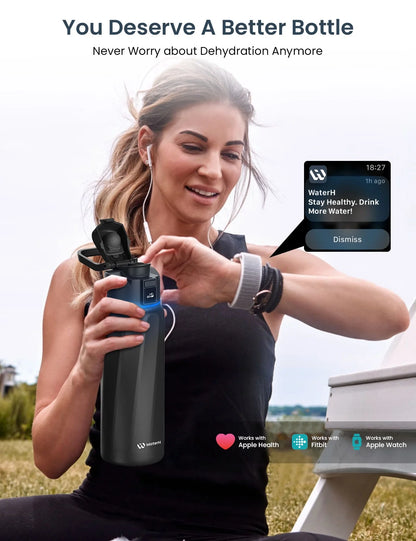 Boost Smart Water Bottle with Reminder to Drink Water, 24Oz Bpa-Free Stainless Steel Vacuum Insulated Water Bottle, Wide Mouth Water Tracker Bottle with APP, Ideal for Gift