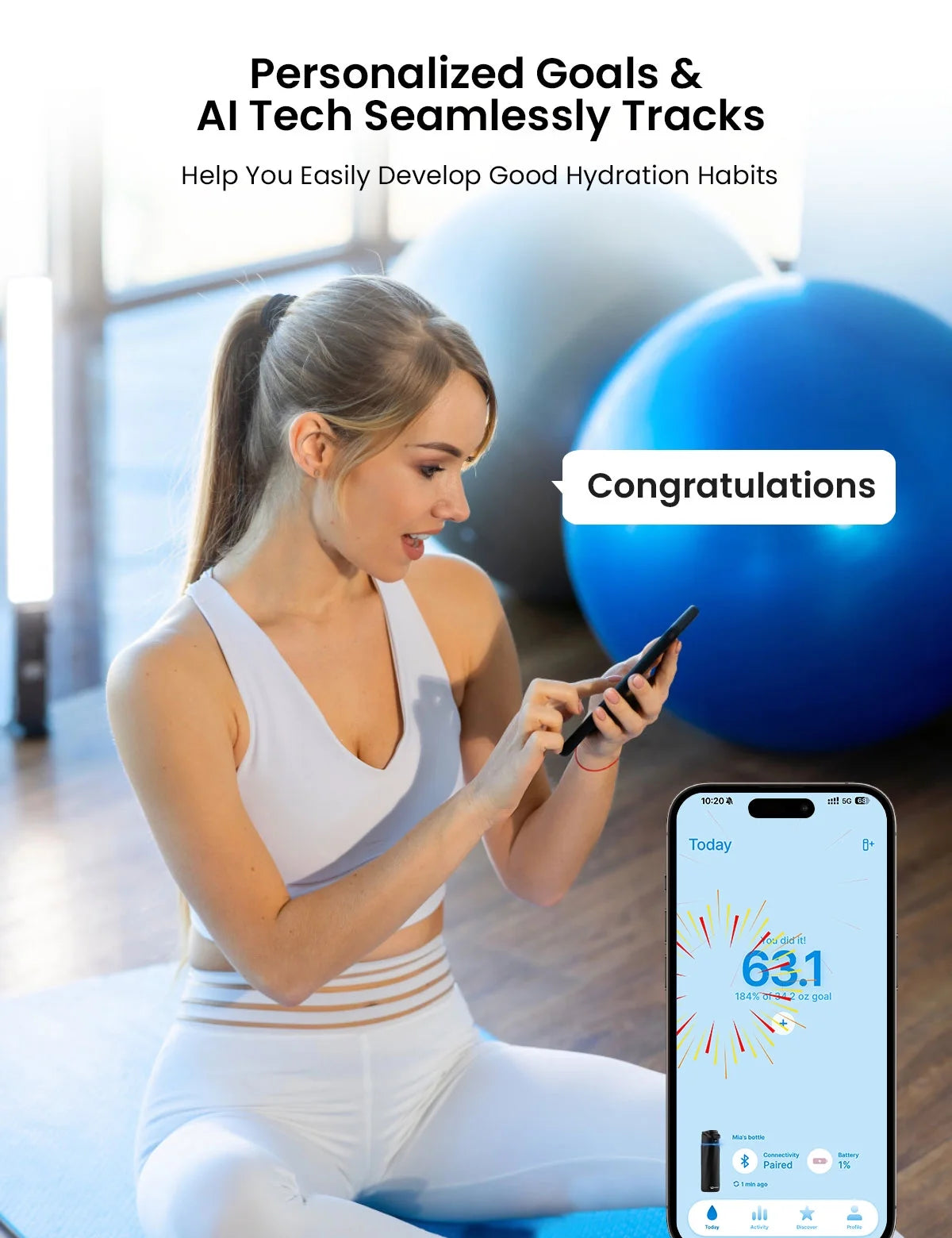 Boost Smart Water Bottle with Reminder to Drink Water, 24Oz Bpa-Free Stainless Steel Vacuum Insulated Water Bottle, Wide Mouth Water Tracker Bottle with APP, Ideal for Gift